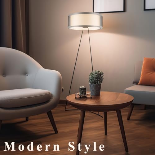 Weewooday 2 Pack Grey Lampshade for Ceiling 2 Tier Light Shade Ceiling 30cm Modern Stylish Lampshade for Lights Gauze Fabric Table Floor Lamps Light Shade for Living Rooms Kitchen - Image 4