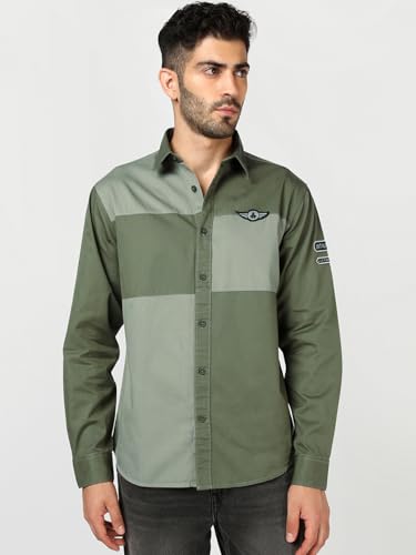 Image of Bewakoof Men's Applique Regular Fit Full Sleeve Pure Cotton Collar Shirt