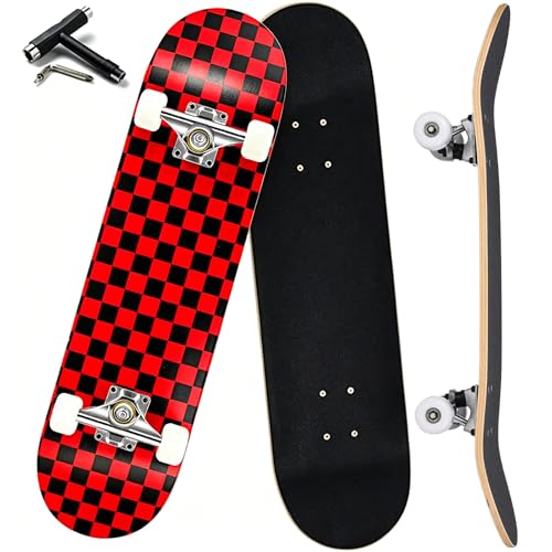 Image of Pro Complete Skateboards for Beginners Girls Boys Kids Youths Teens Adults 31 inchx8 inch Skate Boards 7 Layers Canadian Maple Double Kick Deck Concave Longboard