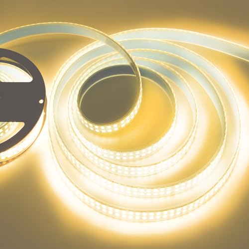 Image of SUYOOULIN LED Lights Strip, Dimmable DC 12V 16.4ft SMD 5054 (5050 Upgraed) Double Rows 1200 LEDs 25000LM Tube Waterproof IP67 LED Ribbon for Home Kitchen Decoration (Warm White 3500K)
