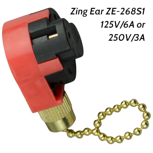 Image of Zing Ear ZE-268S1 Pull Chain Switch 3 Speed 4 Wire 125V 6A 250V 3A Repair Kits Replacement Rotary Control Fit for Ceiling Fans Antique Wall Lights Cabinet Lamps 2PCS