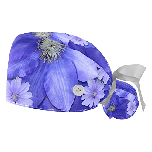 Chapeaux de travail avec bandeau absorbant JDEZ casquettes à motif floral violet réglables