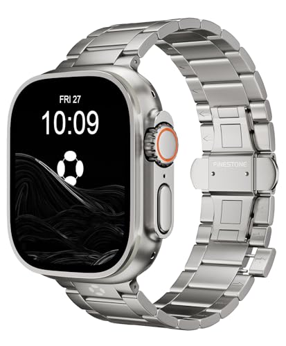 Image of Grade 5 Titanium Watch Band for Apple Watch Ultra 3 /2 /1 49mm & Series 11 /10 46mm, No-Tool Adjustable with Small Links, DLC Anti-Scratch Butterfly Clasp Metal Bands for Men,CRNS03-PRO