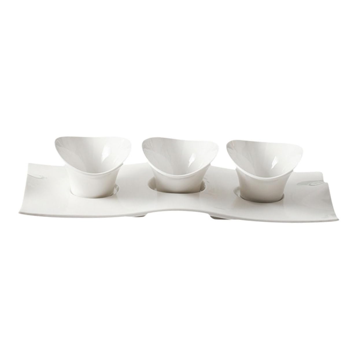 OFFSCH 1Set Style Ceramic Appetizer Plate Condiment Dish for Sauces Dips and Seasonings Elegant Design for Home Use and Entertaining