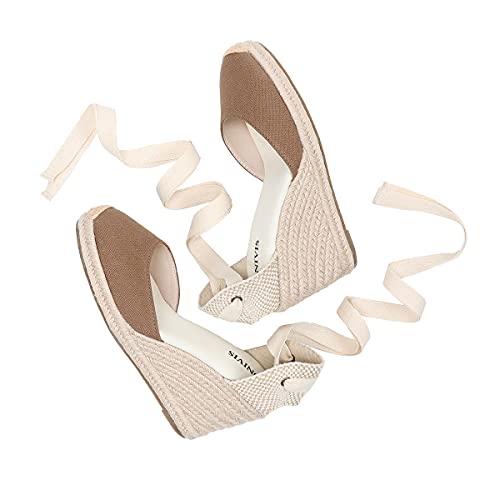 Image of Women's Espadrille Wedge Sandals Closed Toe Lace-Up Shoes