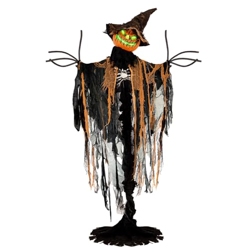 83” Animatronics Pumpkin Man with Light-up Eyes, Creepy Sounds, Motion