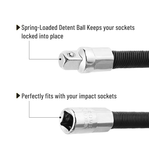 Bates Choice Bates- Flexible Extension Bar Set, 2 Pcs, 1/4 Inch & 3/8 Inch Drives, Flexible Drill Bit Extension, Flexible Socket Extension thumb #3