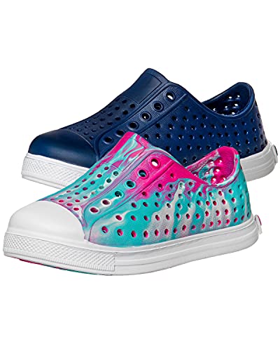 Josmo Girls' Shoes - 2 Pack Waterproof Slip-On Sneakers Bundle (Toddler/Little/Big Kid), Size 9 Toddler, Tie-Dye/Navy