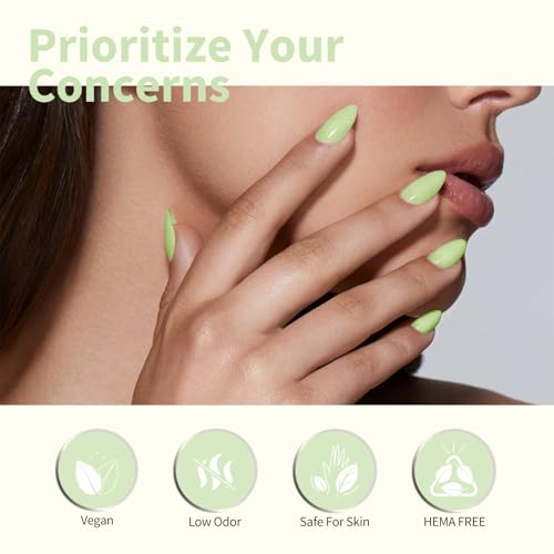 Image of CANNI Mint Green Gel Nail Polish, 1Pcs Pastel Light Green Gel Polish Lime Sage Color Soak Off U V Nail Manicure Salon DIY at Home