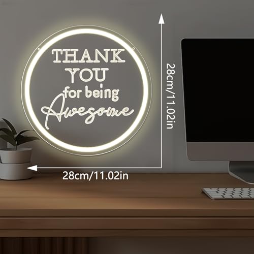 Image of Thank You for Being Awesome Neon Sign Employee Appreciation Gifts Led Sign Dimmable Thank You Neon Light Up Sign Thank You Gifts for Women Coworkers Employees Staff