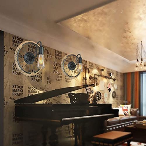 Candelabro de pared creativo de aluminio y cuerda retro para iluminación de vestíbulo 7