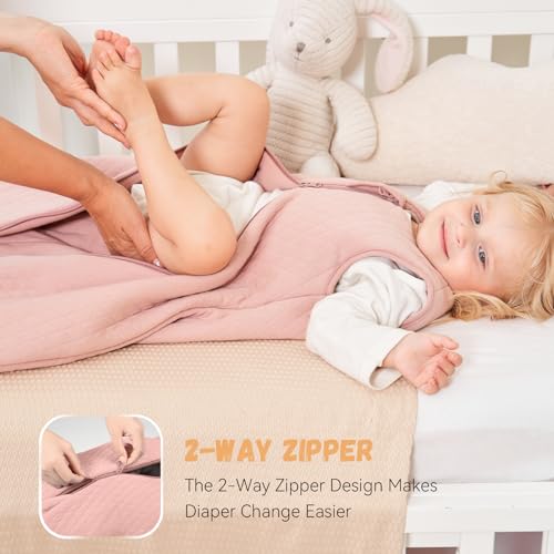 Image of Yoofoss Baby Sleep Sack 6-12 Months TOG 2.5 Winter Baby Wearable Blanket, 100% Organic Cotton Infant Sleeping Sack 2-Way Zipper Warm Quilted Sleep Sack