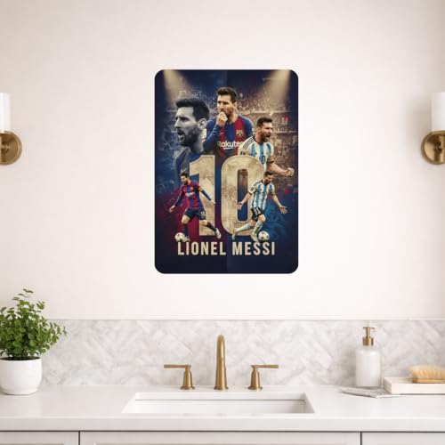 Image of Zesta Bathroom Decor Items Washroom Decor Tin Sign | Aesthetic Posters Wall Poster for Bedroom | Magnetic Cafe Decoration Items /Restaurant Decorations Items | Quirky Home Decor Bar Accent (Messi (2))