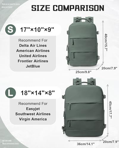 wepadre Travel Backpack Carry on Flight Approved Carry on Backpack for Airplanes Personal Item Travel Bag 18x14x8 Inches Traveling Backpack for Men Women Mochila de Viaje Olive Green2