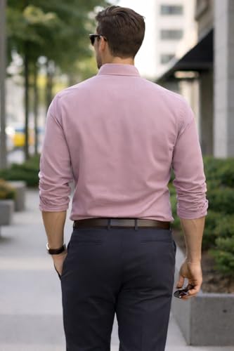 Image of Men's Solid Casual Shirt | Casual Plain Button Down Shirt for Men | Regular Fit Full Sleeves Smart Formal & Casual Wear