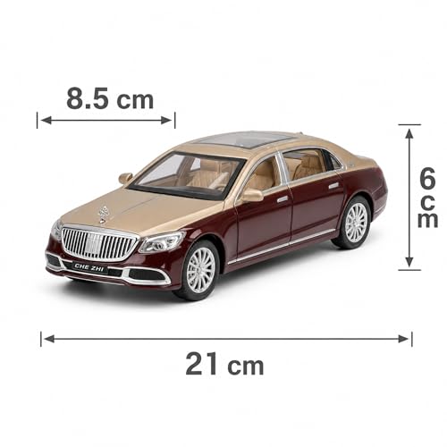 Image of Mercedes Maybach S-Class 1:24 Scale Die Cast Metal Car - Pull Back Luxury Limousine with Openable Doors, Hood & Trunk, Lights & Sound, Collectible Showpiece for Kids 6+ & Car Enthusiasts