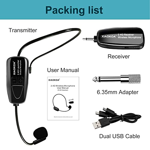 Micrófono inalámbrico 2.4G con sistema auricular y de mano 2 en 1 integrado 7