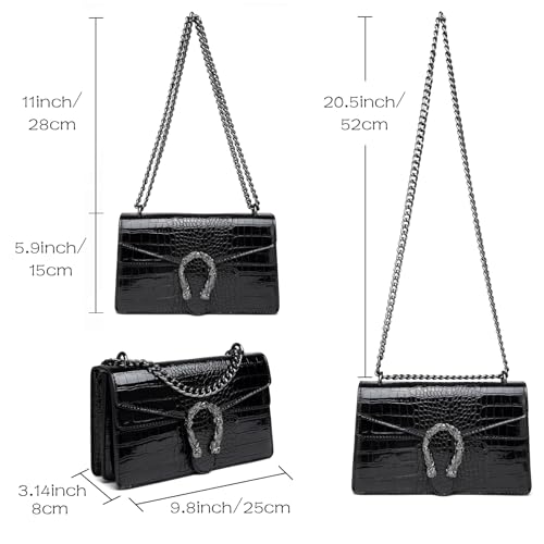 Image of MYHOZEE Crossbody Bags for Women - Snake Printed Clutch Purses Leather Chain Shoulder Bags Evening Handbags