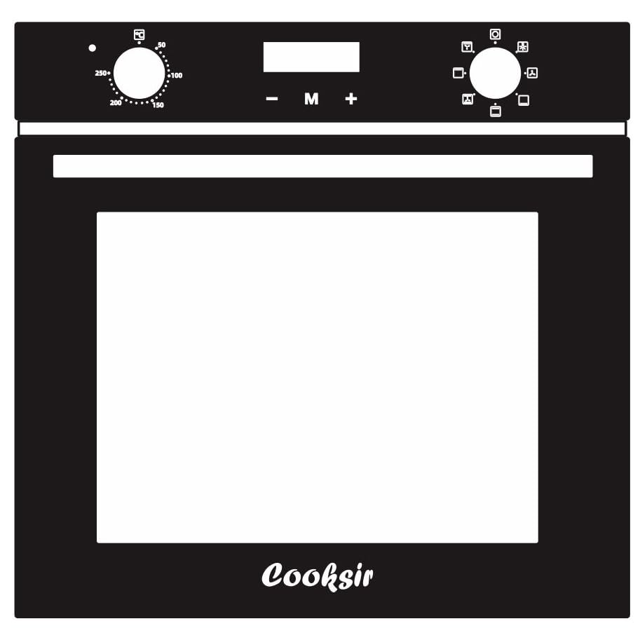 Cooksir Horno empotrable de 60 cm, 60 L, 7 funciones, temporizador electrónico de 10 horas, tubo superior sencillo, ventilador trasero, con accesorios, 220V~240V, 2000 W, con enchufe.
