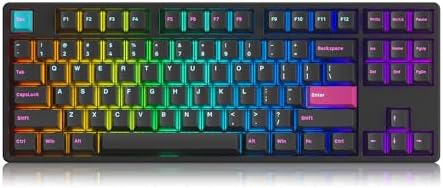 Akko 5087S Clavier de Jeu mécanique RVB, Clavier TKL Filaire 87 Touches, Prend en Charge la Programmation QMK/Via, commutateur linéaire échangeable à Chaud, Touches PBT (Minuit, Jaune crème)