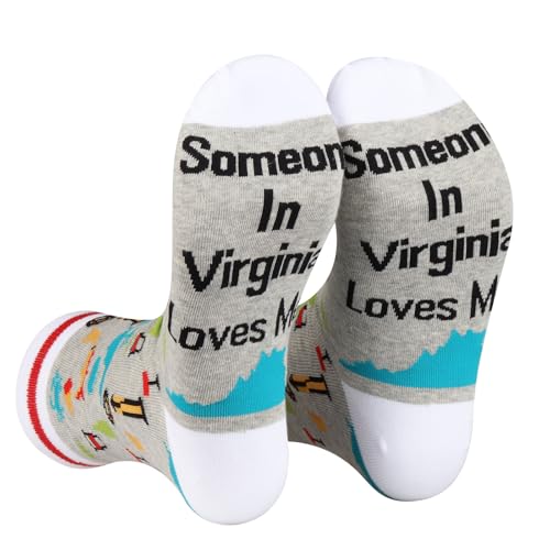 PXTIDY 2 PAIRS Virginia Socks Long Distance Relationships Gift Someone In Virginia Loves Me Socks Virginia Souvenir Gifts