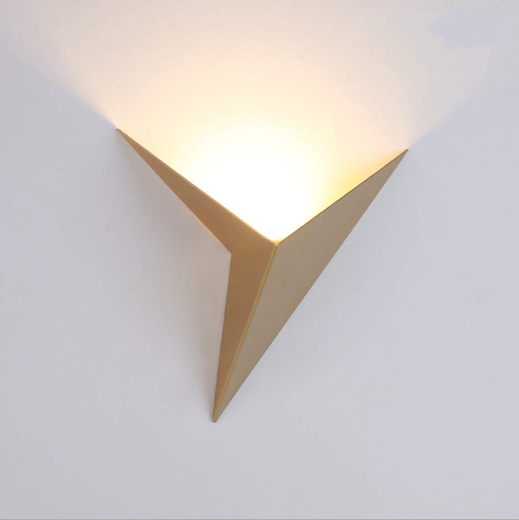 SSNCcNC Gold, Wall lamp Indoor LED 3W Warm White Creative Triangle Art Wall Lights More Elegant Modern Wall lamp Metal Lampshade Bedroom Living Room to Study Hotel Hall
