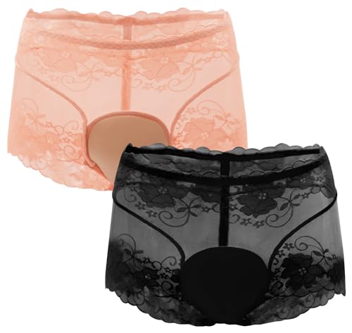 FEOYA Gaff Panties for Men Sissy Lace Hiding Briefs Tucking Transgender Underwear MTF Crossdressing Apparel Male to Female