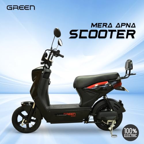 Image of Green Sunny Low Speed Electric Scooter Non RTO 40KM Range with Portable Charger (Black)