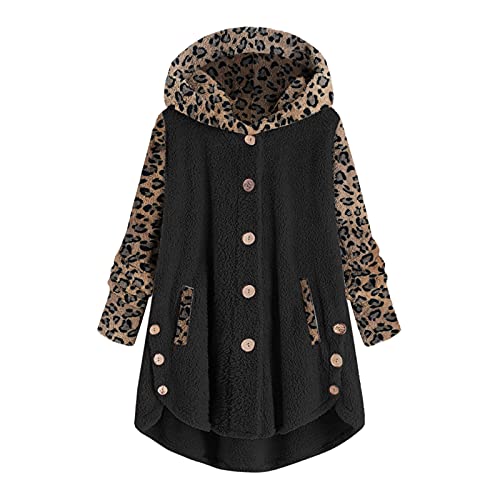 Jackets for Women Fashion, Plush Jackets Ladies Tops and Blouses Business Button up Christmas Solid Animal Print Hoodies With Pockets Fall Jackets for Women Black