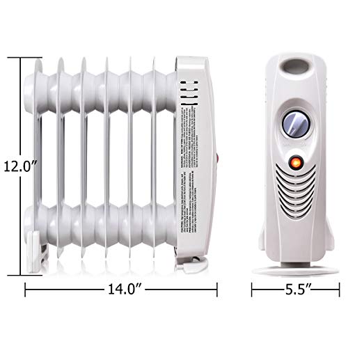 Tangkula 700W Portable Space Heater, Oil-Filled Radiator with Adjustable Thermostat, Overheat Protection, Electric Heater for Home, Bedroom, Indoor Use - Image 5