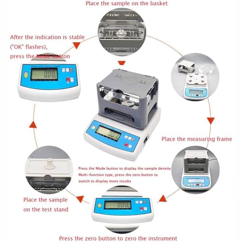300g Digital Solid Density Meter with LCD Display, Rubber Plastic Granules Density Detector Hydrometer, 0.001g/cm3 High Accuracy Digital Solid Densimeter