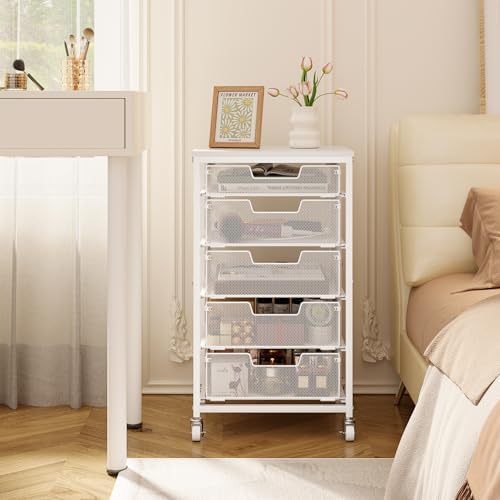 Sbanmao Utility Cart with Wooden Tabletop and Lockable Wheels, Wh...