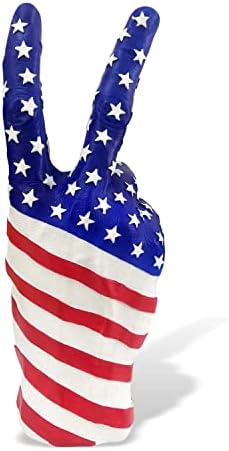 Blowind American Flag Polyresin Hand Gesture Desk Statues Finger Sculpture Decor - Silver Personality Finger Gifts for Family and Friends (American Flag Colors)