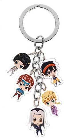 Anime JoJo's Bizarre Adventure Kawaii Keychain Acrylic Figures Keyring with 5 Dolls for Bags, Keys and Pencil Cases