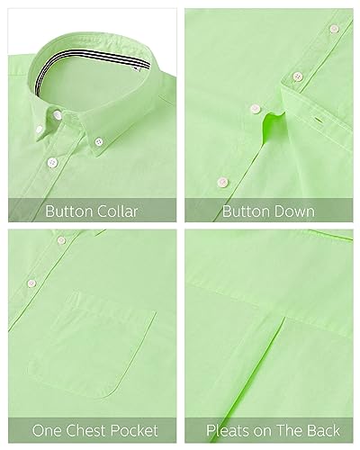 Image of J.VER Men's Oxford Shirt Solid Casual Button Down Collar Shirts Long Sleeve Dress Shirts with Pocket