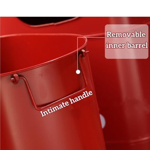 Caneca Ovalada para Basura Roja de Metal con Tapa miniatura 3