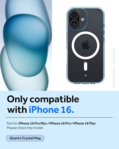 Image of Spigen Caseology Quartz Crystal Mag Back Cover Case for iPhone 16, MagSafe Compatible, Clear Transparent - PC+TPU | Crystal Blue