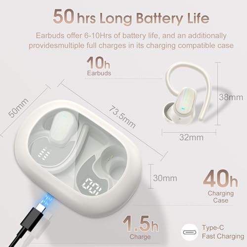 Image of AI Translation Earbuds Real Time, 164 Language Translator Earbud with Audio and Video Calls, 3-in-1 Buletooth 5.4 Translation Headphone with APP, 50H AI Ear Buds Translator Device for Business, White
