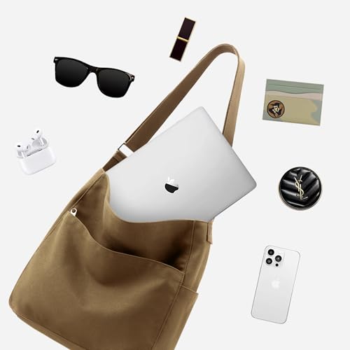 Image of KALIDI Canvas Tote Bag Zipper Large Crossbody Shoulder Bag Messenger Bag