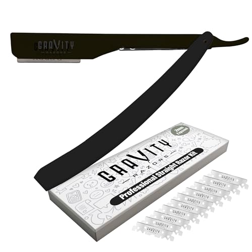 Image of Gravity Razors Professional Straight Razor - Ultra Exposed Straight Razor Kit with 10 Gravity Premium Blades, 2mm Exposed (The Reaper)