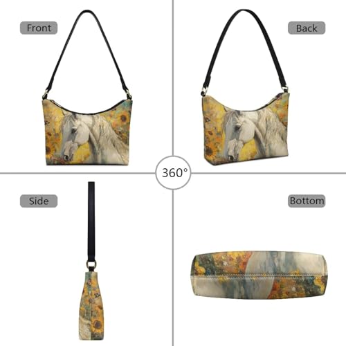 Image of Handbag for Women Leather Underam Shoulder Bag with Zipper Fashion Work Purse Waterproof Travel Wallet