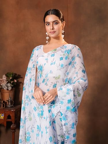 Image of Garden Vareli Floral Print Chiffon Saree