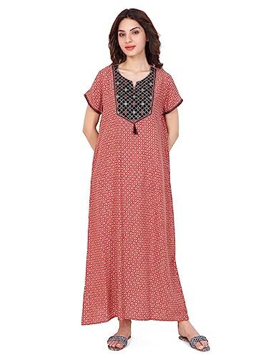 Image of Evolove Women's Viscose Liva Long Maxi Night Gown Nighty Dress with Pocket, Super Soft Comfortable (LNG-Rayon)