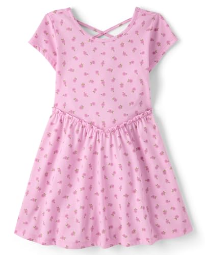 The Childrens Place Girls Skater Dress Short SleeveStrawberry Milk Medium