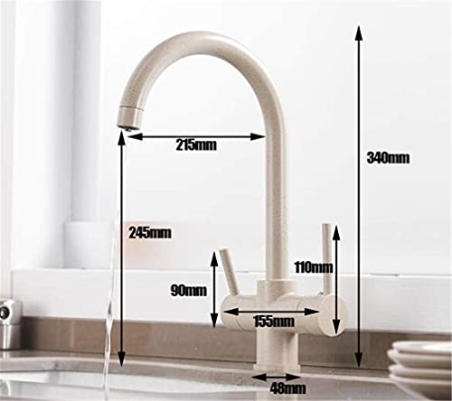 Robinets de cuisine mitigeur eau potable 3 voies beige avec aérateur intégré - 3
