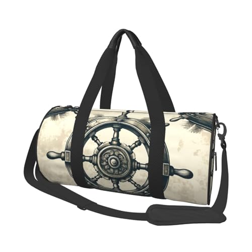 Sports Duffel Bag Ship-Wheel-Vintage Foldable Travel Tote Bag Weekender Sleepover Carry On Bag