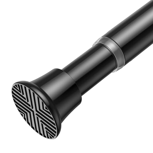 HAOYUNTE Tension Curtain Rod 32-76 Inch Adjustable Black Shower Curtain Rod No Drilling 7/8 Diameter Spring Loaded Curtain Rods for Window Doorway Kitchen Bathroom Closet