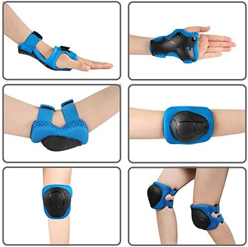 Miniatura 3 de YHR Juego de rodilleras y coderas para niños con protectores de muñeca para patinaje sobre ruedas, rodilleras para niños de 3 a 14 años, rodilleras