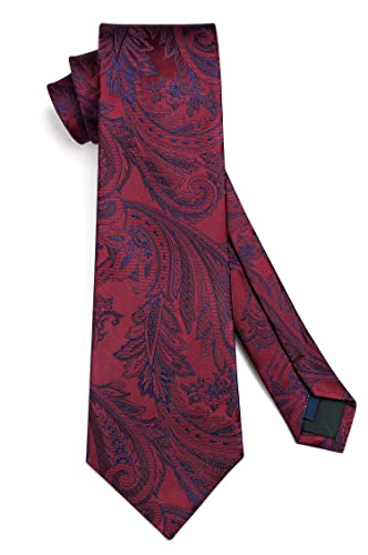 Image of HISDERN Ties for Men Paisley Floral Tie Handkerchief Classic Woven Business Formal Necktie and Pocket Square Set Wedding