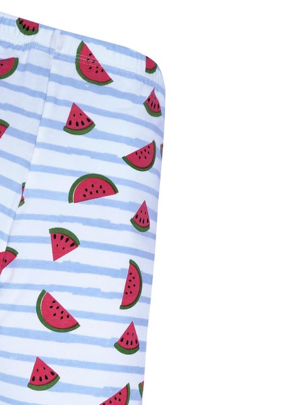 Image of DChica Cotton Cycling Shorts for Girls | Stretchable Gym Shorts /Running Shorts | High Rise Shorts for Girls | Blue Printed Tights with Elasticated Waistband | Pack of 1